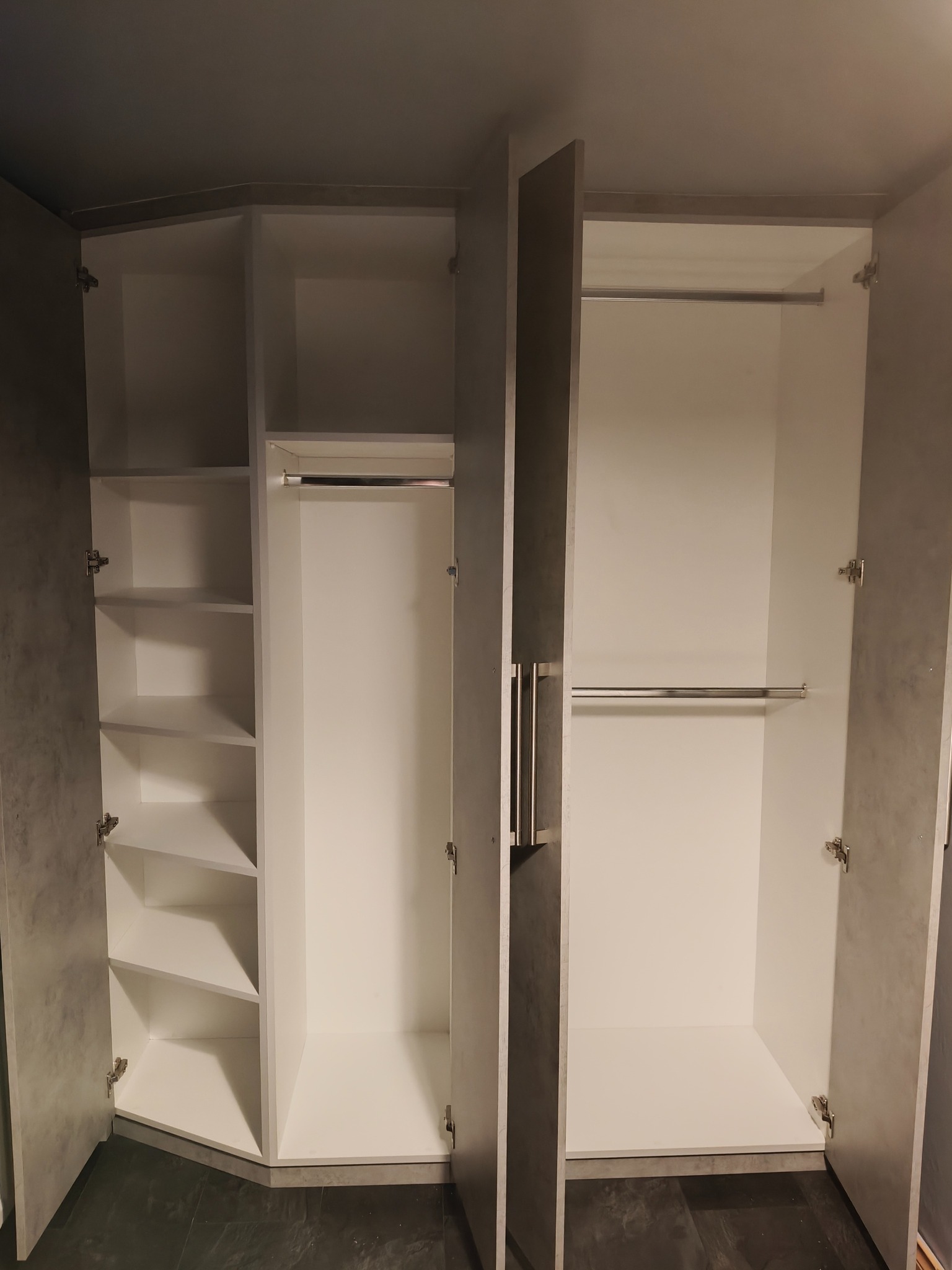 Walk-in wardrobe design and installation by Newry joiners